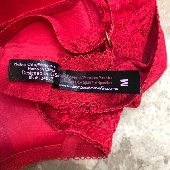 Black Fuchsia by Secret Lace Red Lace Medium Teddy - Picture 11 of 16